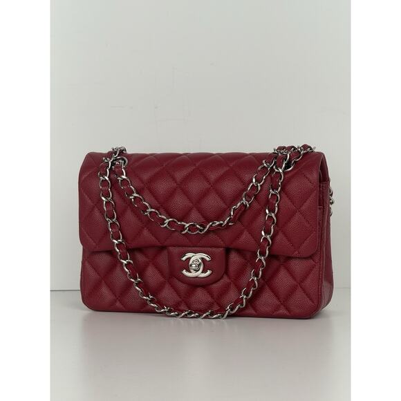 CHANEL Timeless Classic Small Red Caviar Leather Double Flap Shoulder Bag - Picture 1 of 16